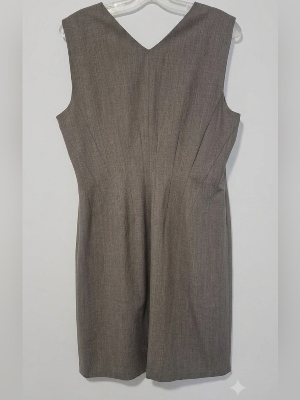 Piazza Sempione Gray Virgin Wool V-Neck Sheath Dress Italy 12 - Picture 4 of 9